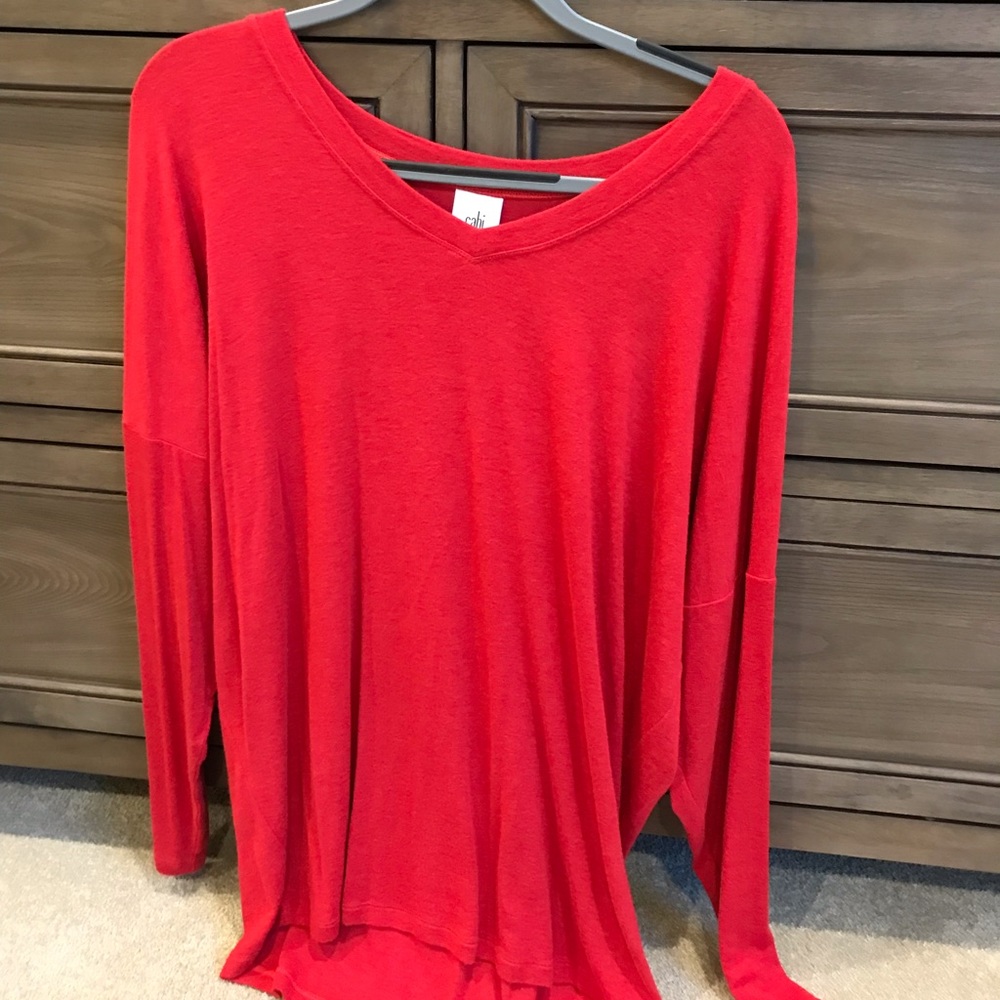 Red V-neck cabi blouse